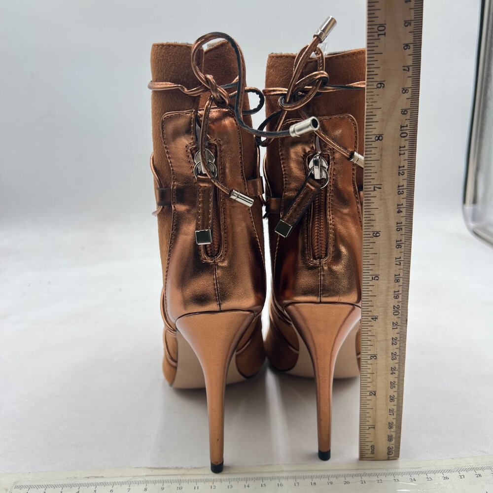 YDN Peru Peep Toe Faux Suede Platform Stiletto High Heels Lace Up Ankle Booties - Picture 5 of 8